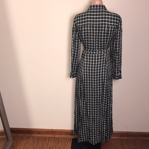 Zara Woman Green Plaid Check Button Front Dress - Picture 6 of 8